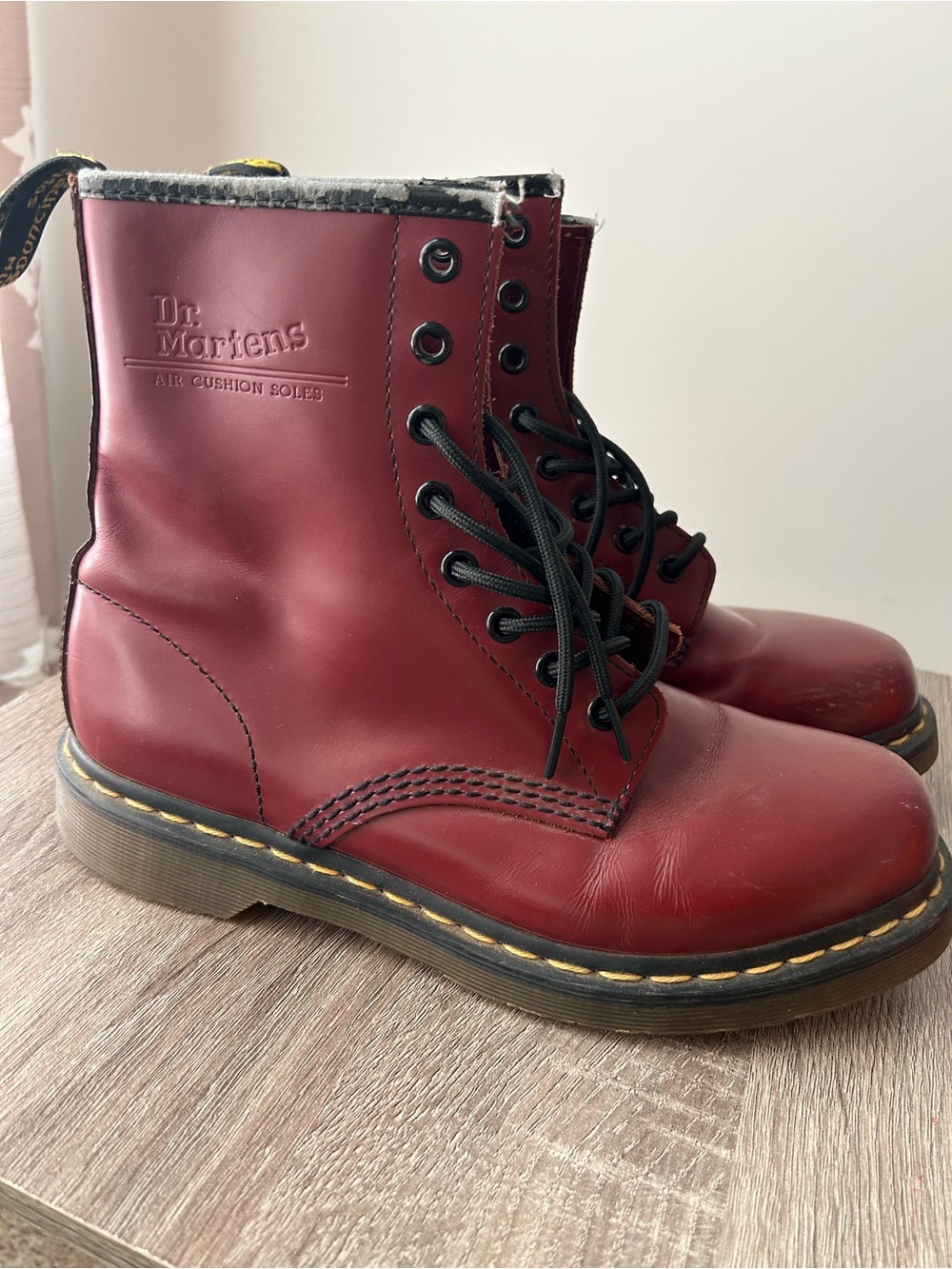 Dr. Martens Women's Burgundy Leather Lace-Up Boots